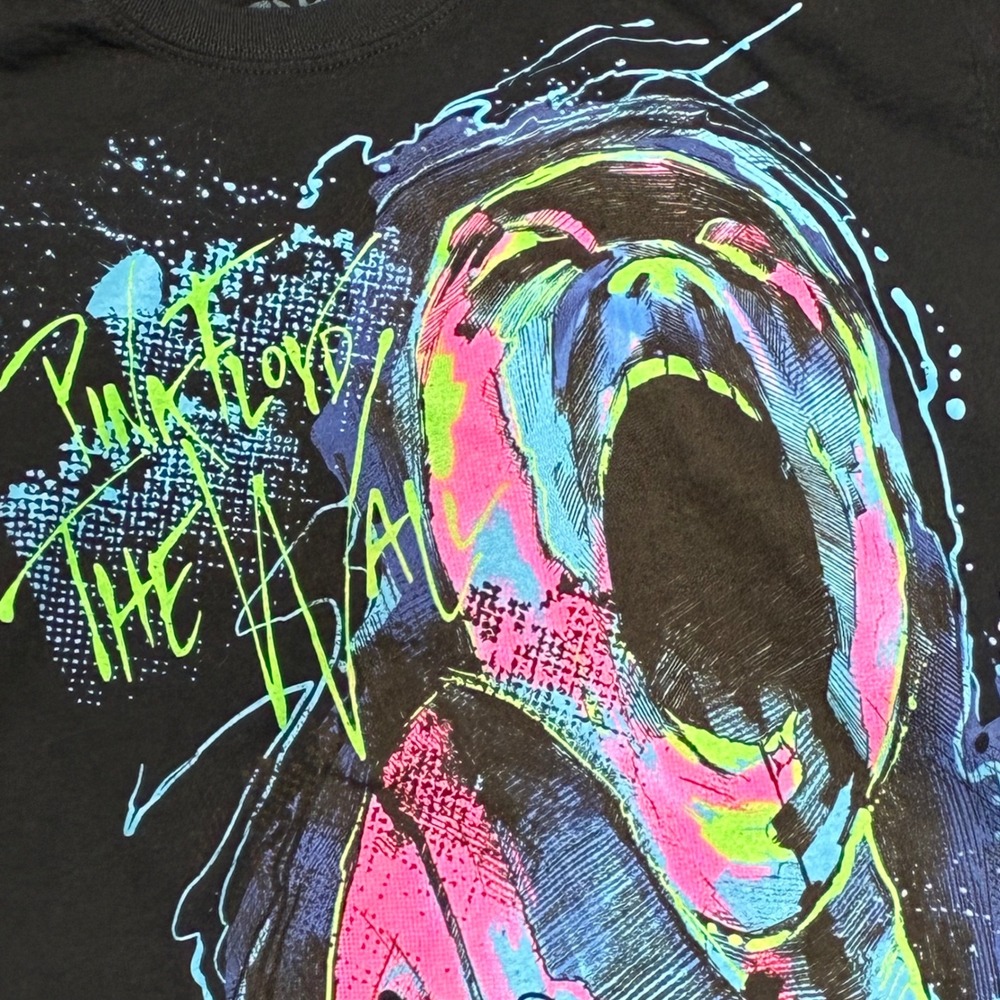 Pink Floyd The Wall Liquid Blue T-Shirt Men's M Black Neon Graphic Band Tee - Picture 3 of 7